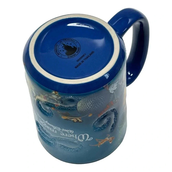 Walt Disney World Theme Park Mug Where Magic Mug Blue 3D with Glitter - Picture 4 of 8